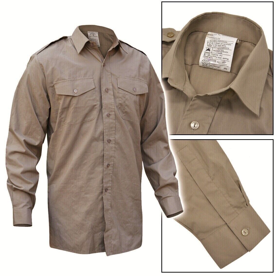 British Army Khaki Long Sleeve Shirt Mens