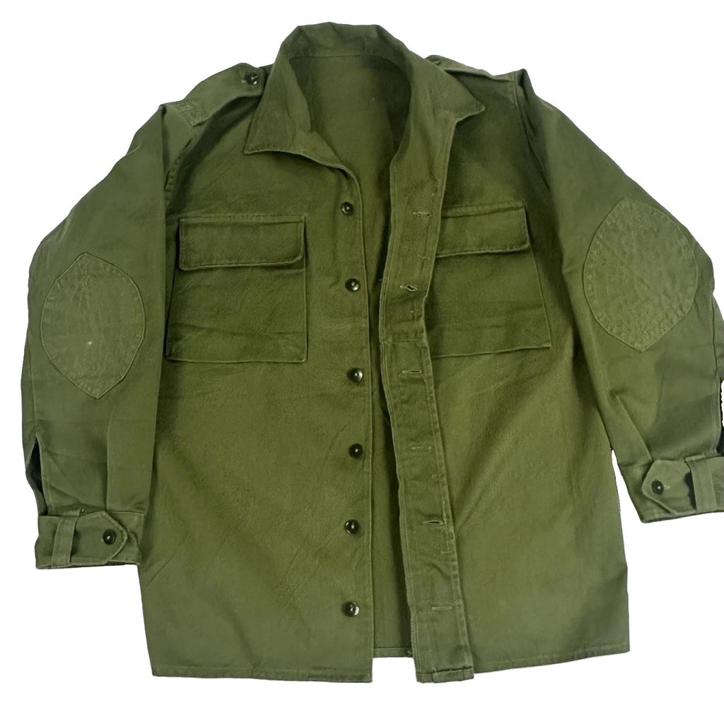 Vintage 1970's Spanish Army Olive Green Field Shirt Jacket
