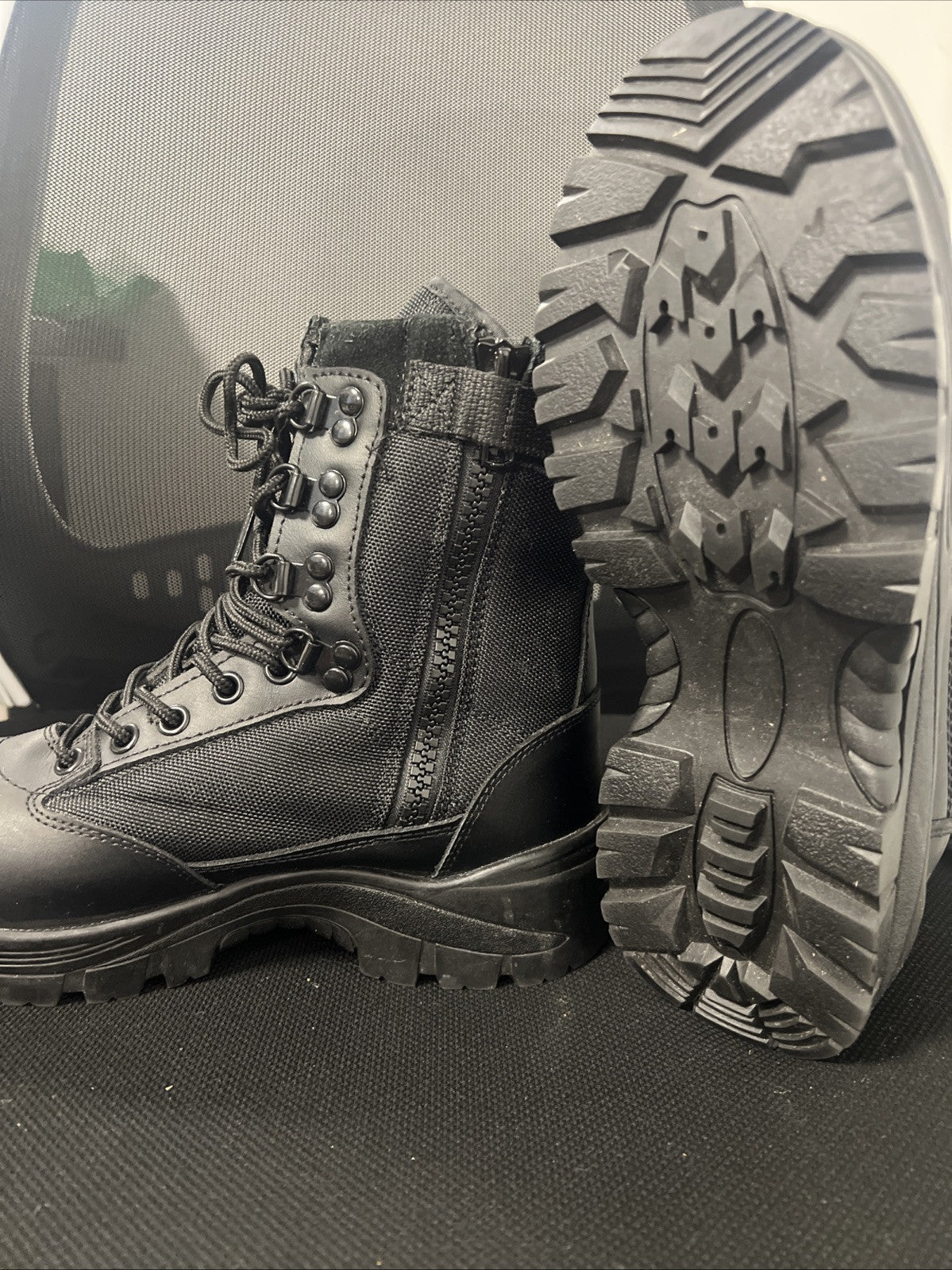 Mil-Tec Black Tactical Boots With Side Zip Military Combat Army Security Size 6