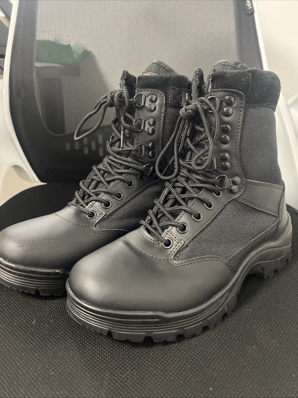 Mil-Tec Black Tactical Boots With Side Zip Military Combat Army Security Size 6